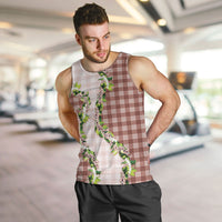 Mocha Hawaii Palaka Men Tank Top Maile Pikake Honohono Orchid Lei LT05 Mocha - Polynesian Pride