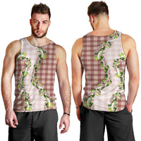 Mocha Hawaii Palaka Men Tank Top Maile Pikake Honohono Orchid Lei LT05 - Polynesian Pride