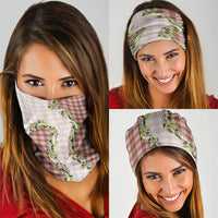 Mocha Hawaii Palaka Neck Gaiter Maile Pikake Honohono Orchid Lei