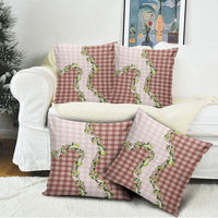Mocha Hawaii Palaka Pillow Cover Maile Pikake Honohono Orchid Lei
