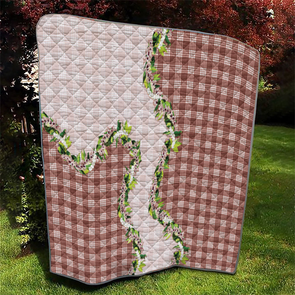 Mocha Hawaii Palaka Quilt Maile Pikake Honohono Orchid Lei