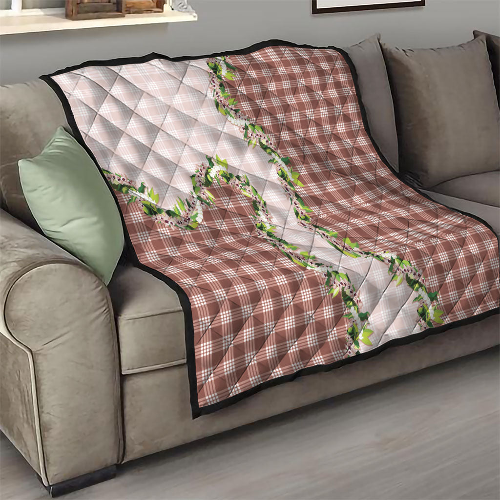 Mocha Hawaii Palaka Quilt Maile Pikake Honohono Orchid Lei