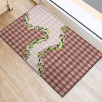 Mocha Hawaii Palaka Rubber Doormat Maile Pikake Honohono Orchid Lei