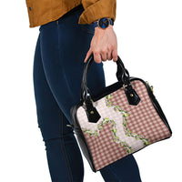 Mocha Hawaii Palaka Shoulder Handbag Maile Pikake Honohono Orchid Lei