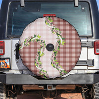 Mocha Hawaii Palaka Spare Tire Cover Maile Pikake Honohono Orchid Lei
