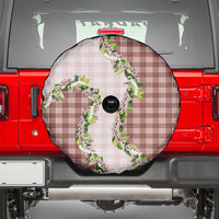 Mocha Hawaii Palaka Spare Tire Cover Maile Pikake Honohono Orchid Lei