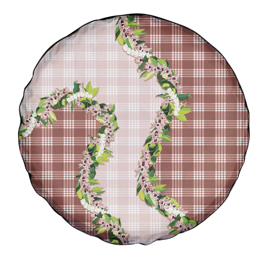 Mocha Hawaii Palaka Spare Tire Cover Maile Pikake Honohono Orchid Lei