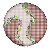 Mocha Hawaii Palaka Spare Tire Cover Maile Pikake Honohono Orchid Lei