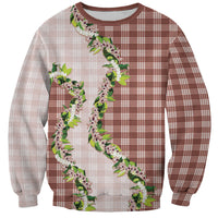 Mocha Hawaii Palaka Sweatshirt Maile Pikake Honohono Orchid Lei LT05 Unisex Mocha - Polynesian Pride