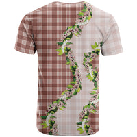 Mocha Hawaii Palaka T Shirt Maile Pikake Honohono Orchid Lei