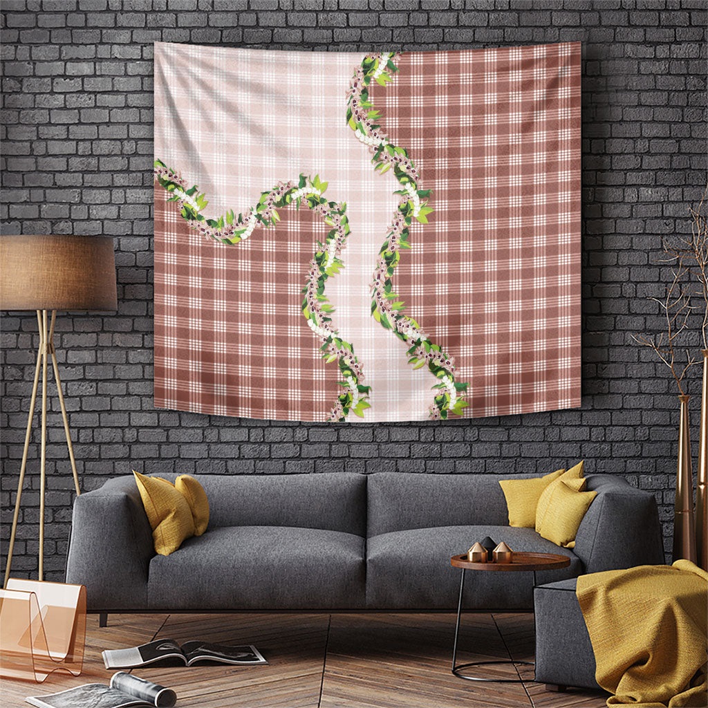 Mocha Hawaii Palaka Tapestry Maile Pikake Honohono Orchid Lei
