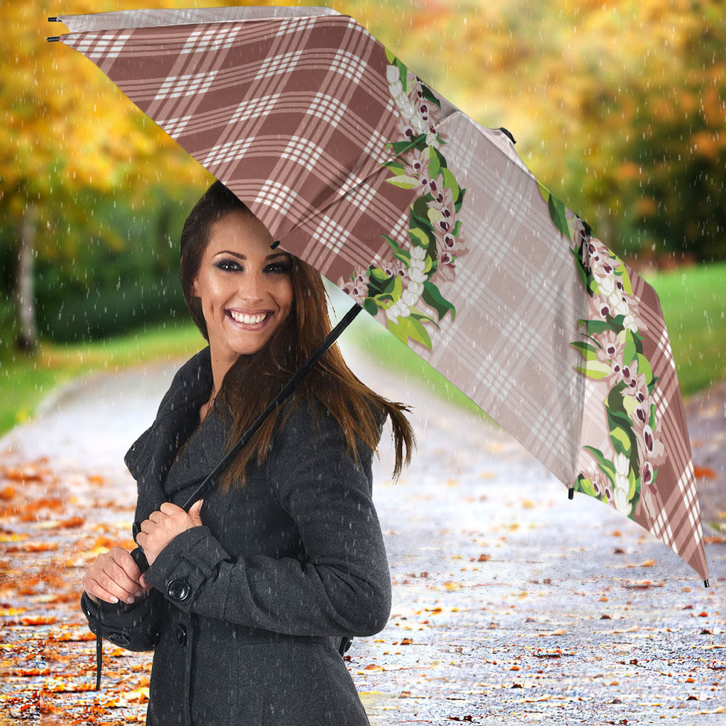 Mocha Hawaii Palaka Umbrella Maile Pikake Honohono Orchid Lei