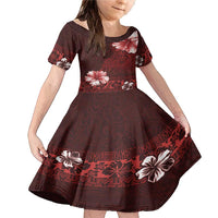 Hawaii Hibiscus With Oxblood Polynesian Pattern Family Matching Mermaid Dress and Hawaiian Shirt