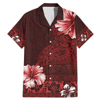 Hawaii Hibiscus With Oxblood Polynesian Pattern Family Matching Mermaid Dress and Hawaiian Shirt