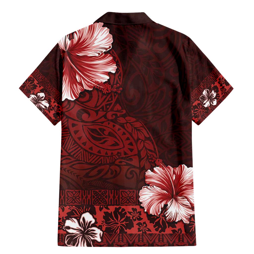 Hawaii Hibiscus With Oxblood Polynesian Pattern Family Matching Mermaid Dress and Hawaiian Shirt