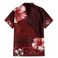 Hawaii Hibiscus With Oxblood Polynesian Pattern Family Matching Mermaid Dress and Hawaiian Shirt
