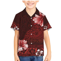 Hawaii Hibiscus With Oxblood Polynesian Pattern Family Matching Mermaid Dress and Hawaiian Shirt