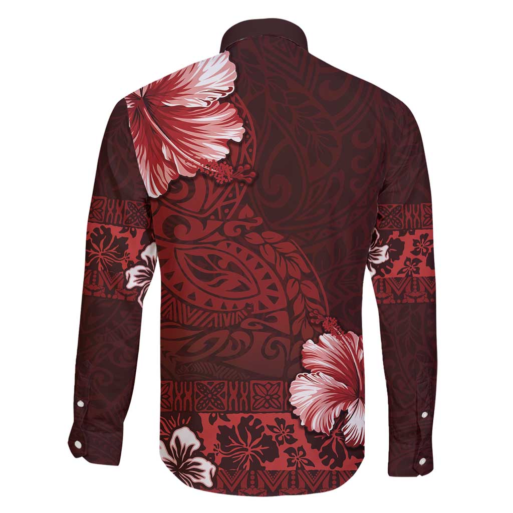 Hawaii Hibiscus With Oxblood Polynesian Pattern Family Matching Tank Maxi Dress and Hawaiian Shirt