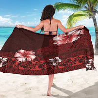 Hawaii Hibiscus With Oxblood Polynesian Pattern Sarong