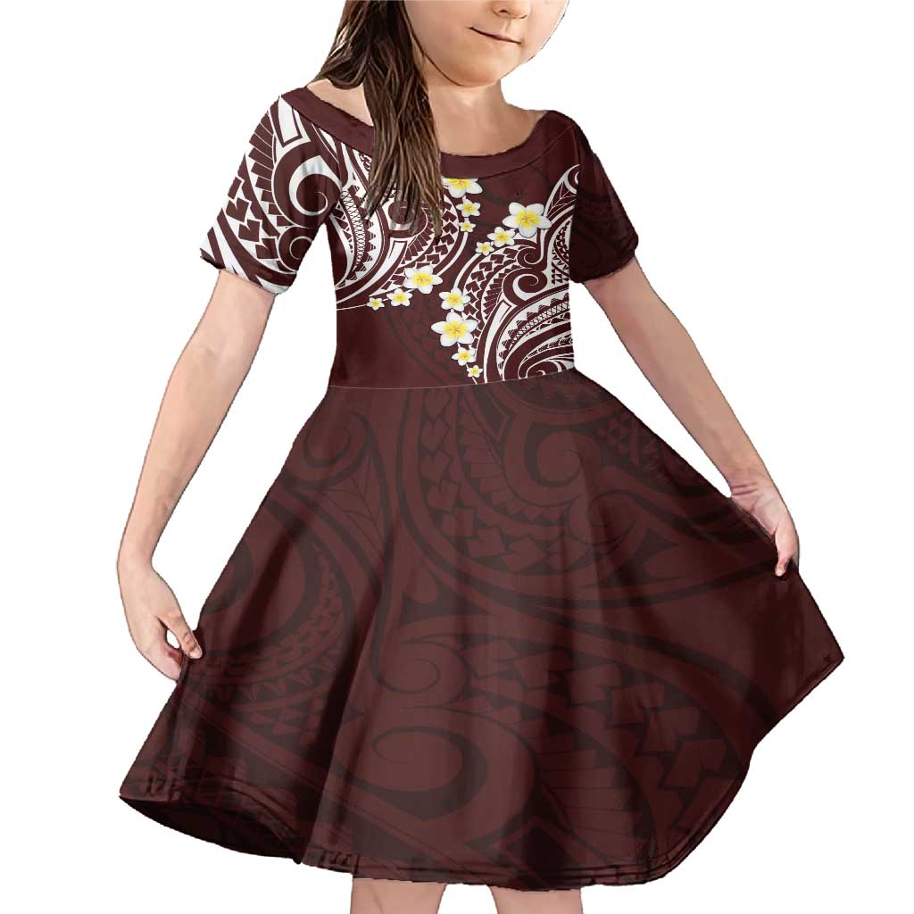 Plumeria With Oxblood Polynesian Tattoo Pattern Family Matching Mermaid Dress and Hawaiian Shirt