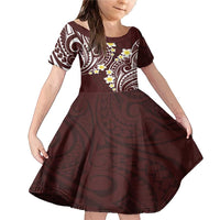 Plumeria With Oxblood Polynesian Tattoo Pattern Family Matching Mermaid Dress and Hawaiian Shirt