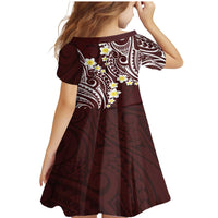 Plumeria With Oxblood Polynesian Tattoo Pattern Family Matching Mermaid Dress and Hawaiian Shirt