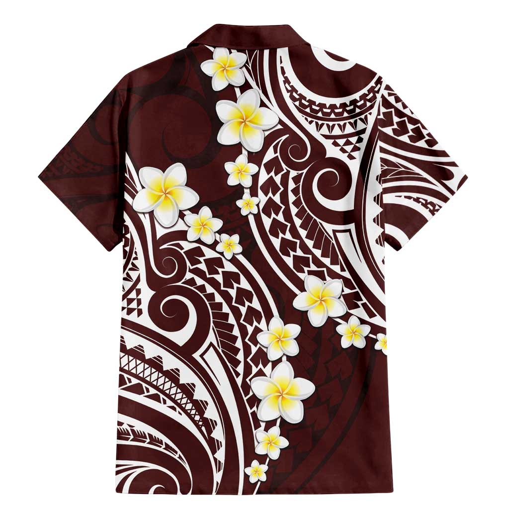 Plumeria With Oxblood Polynesian Tattoo Pattern Family Matching Mermaid Dress and Hawaiian Shirt