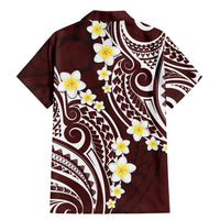 Plumeria With Oxblood Polynesian Tattoo Pattern Family Matching Mermaid Dress and Hawaiian Shirt