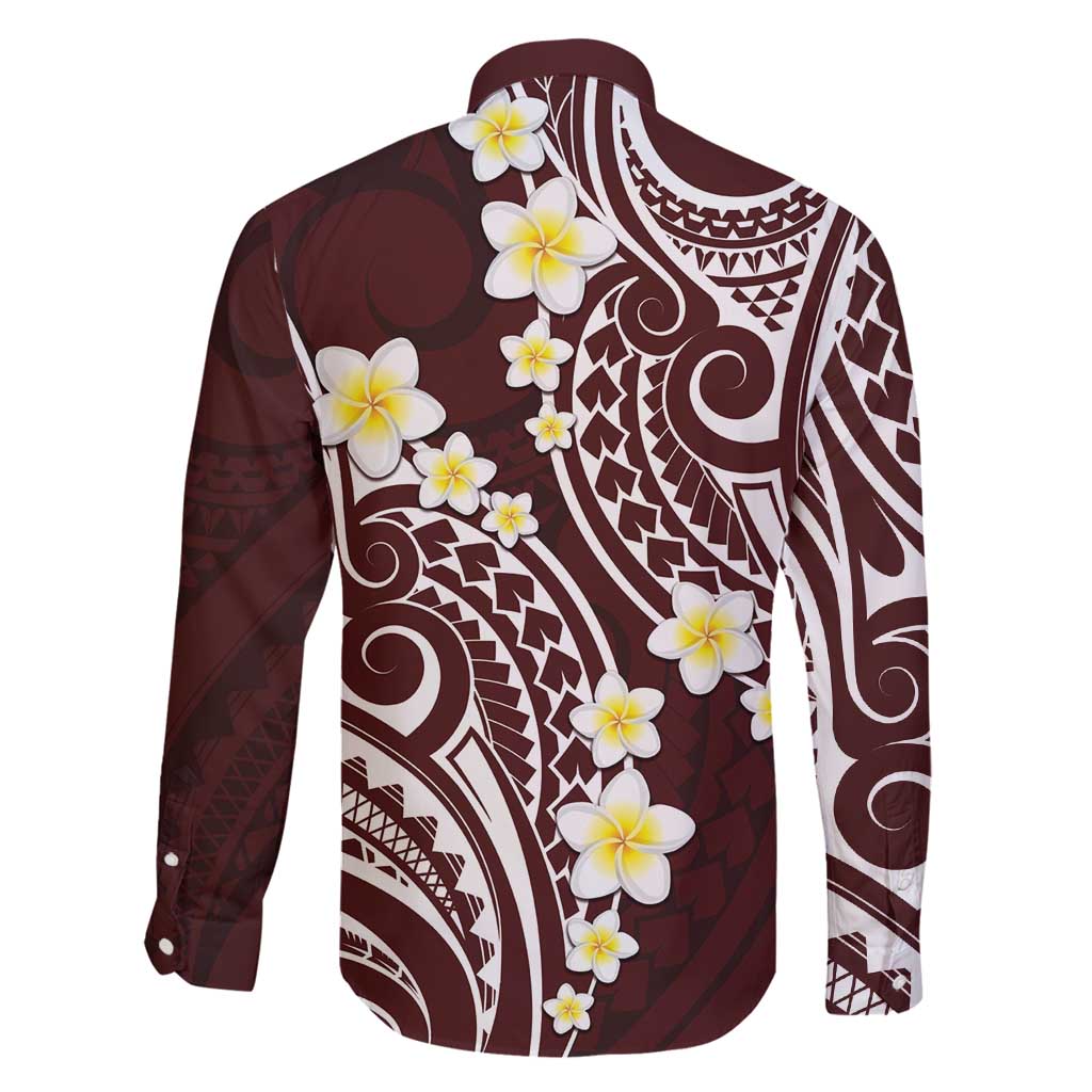 Plumeria With Oxblood Polynesian Tattoo Pattern Family Matching Mermaid Dress and Hawaiian Shirt