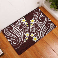 Plumeria With Oxblood Polynesian Tattoo Pattern Rubber Doormat