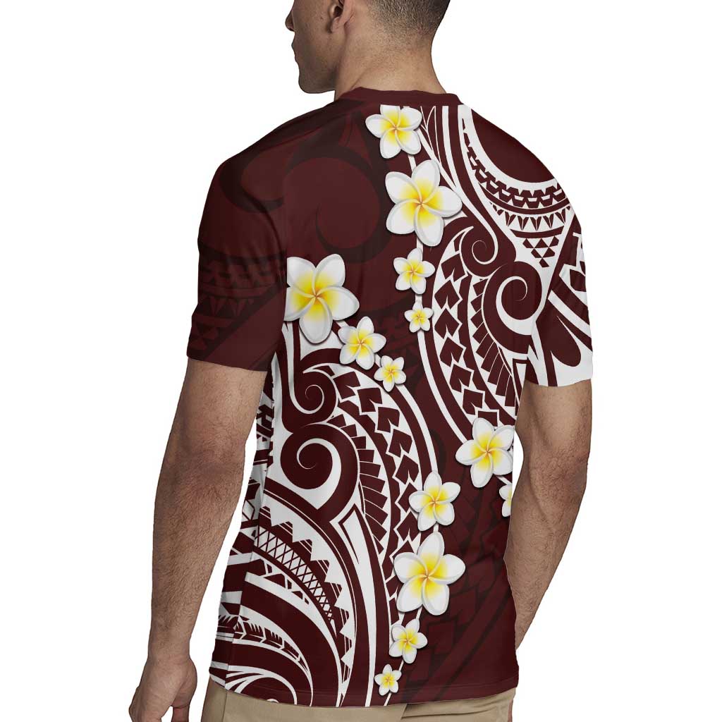 Plumeria With Oxblood Polynesian Tattoo Pattern Rugby Jersey