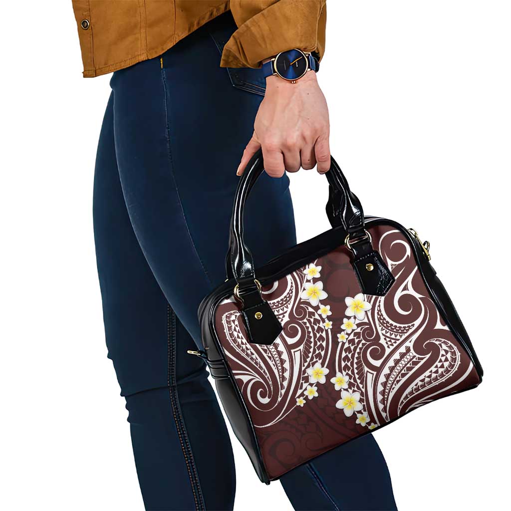 Plumeria With Oxblood Polynesian Tattoo Pattern Shoulder Handbag