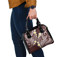 Plumeria With Oxblood Polynesian Tattoo Pattern Shoulder Handbag
