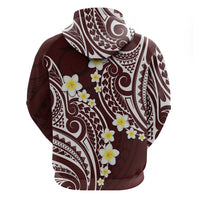 Plumeria With Oxblood Polynesian Tattoo Pattern Zip Hoodie