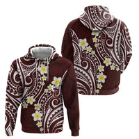 Plumeria With Oxblood Polynesian Tattoo Pattern Zip Hoodie