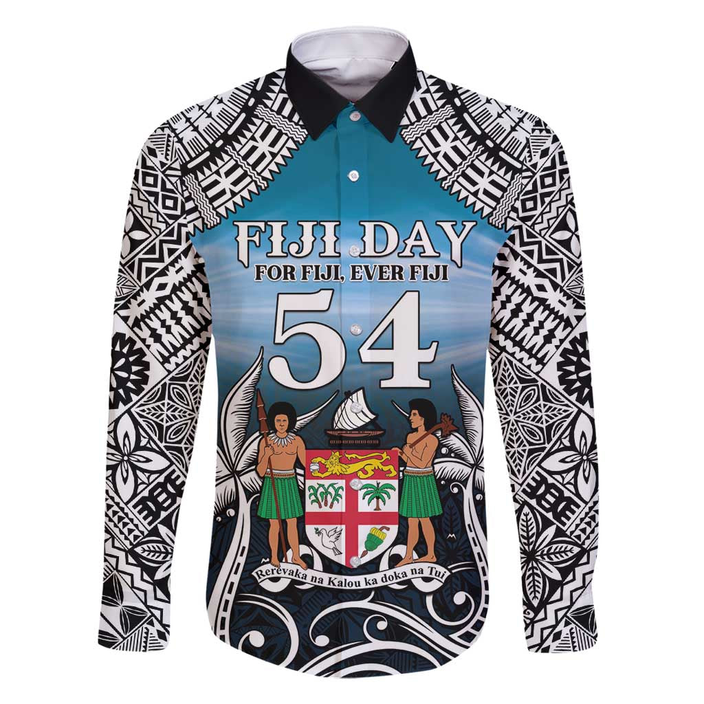 Personalised Happy 50th Fiji Day Family Matching Long Sleeve Bodycon Dress and Hawaiian Shirt Forever Fiji With Tapa Tribal Pattern