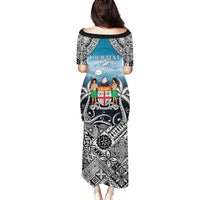 Personalised Happy 50th Fiji Day Family Matching Puletasi and Hawaiian Shirt Forever Fiji With Tapa Tribal Pattern