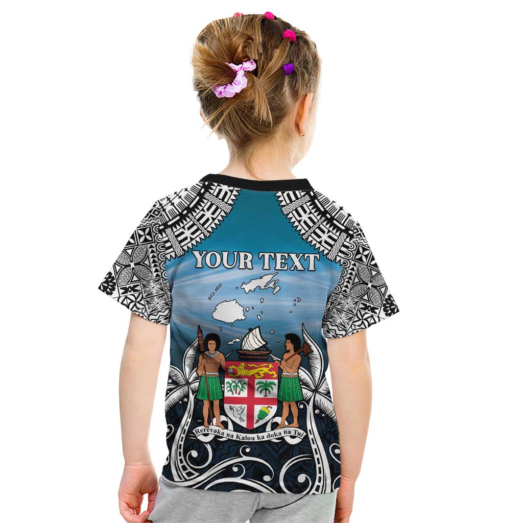 Personalised Happy 54th Fiji Day Kid T Shirt Forever Fiji With Tapa Tribal Pattern LT05 - Polynesian Pride