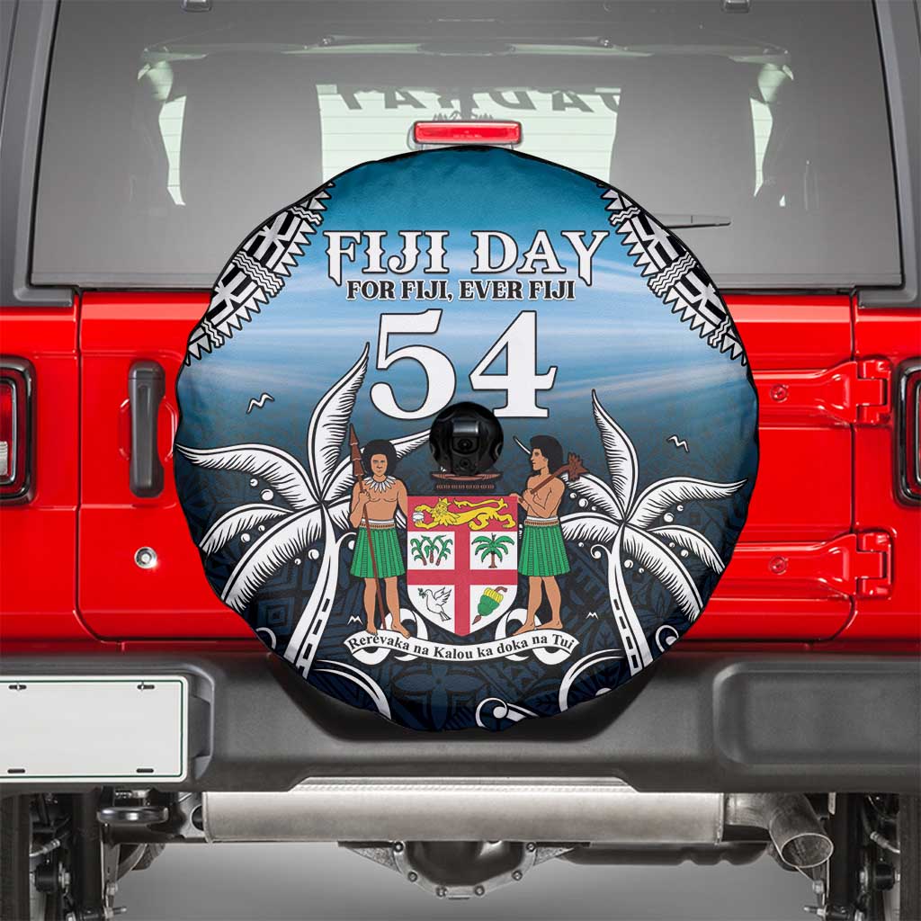 Happy 54th Fiji Day Spare Tire Cover Forever Fiji With Tapa Tribal Pattern LT05 - Polynesian Pride