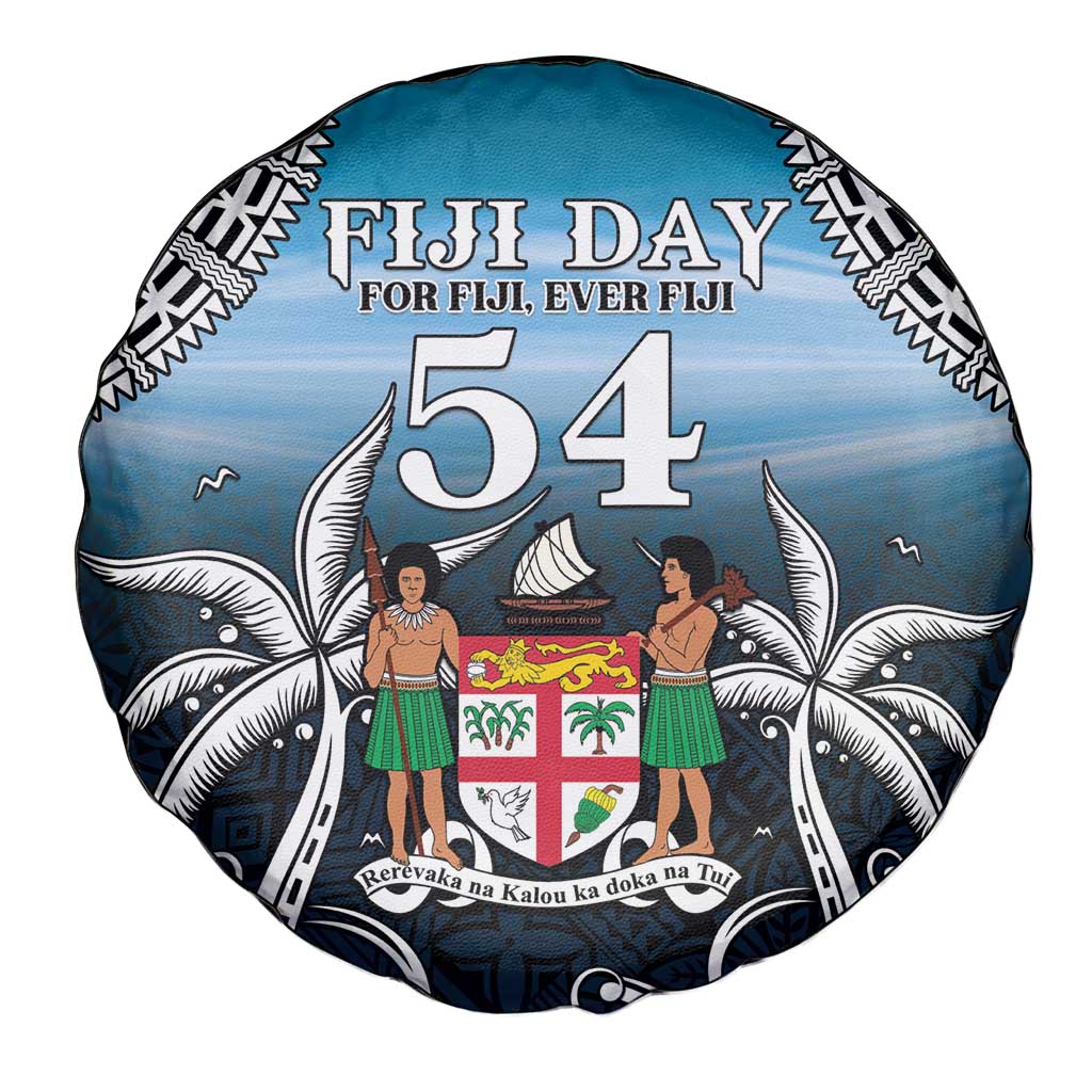 Happy 54th Fiji Day Spare Tire Cover Forever Fiji With Tapa Tribal Pattern LT05 - Polynesian Pride
