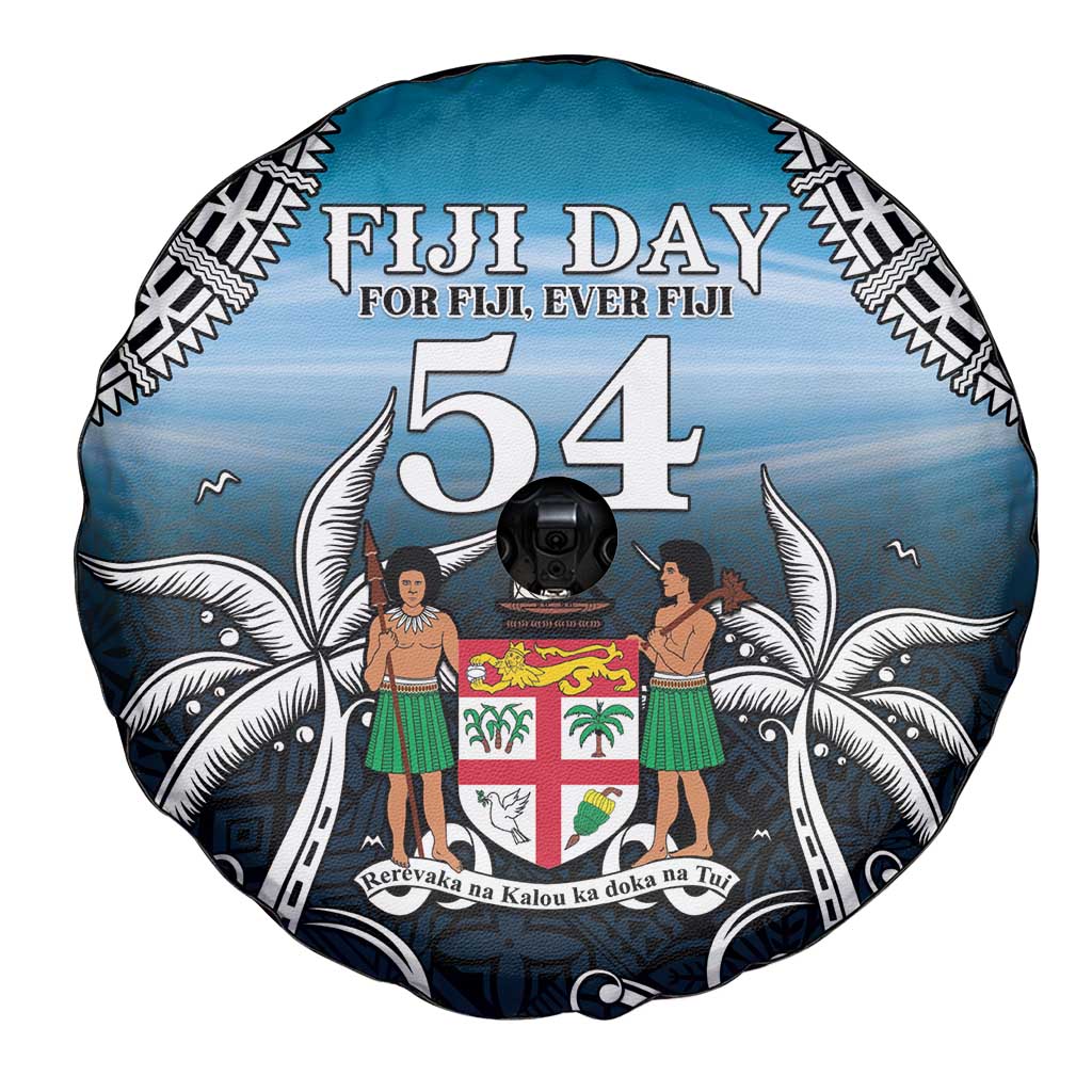Happy 54th Fiji Day Spare Tire Cover Forever Fiji With Tapa Tribal Pattern LT05 - Polynesian Pride