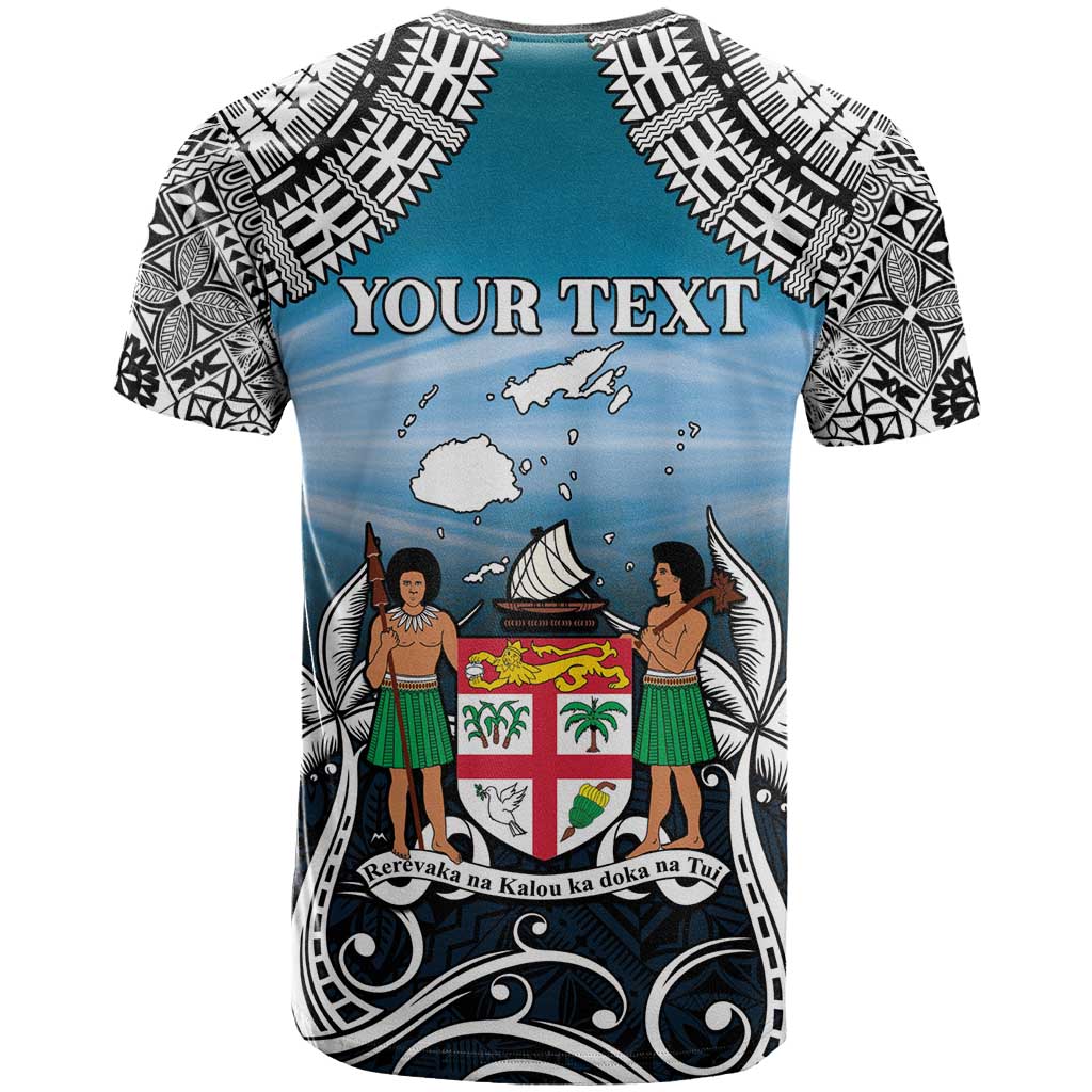 Personalised Happy 54th Fiji Day T Shirt Forever Fiji With Tapa Tribal Pattern LT05 - Polynesian Pride