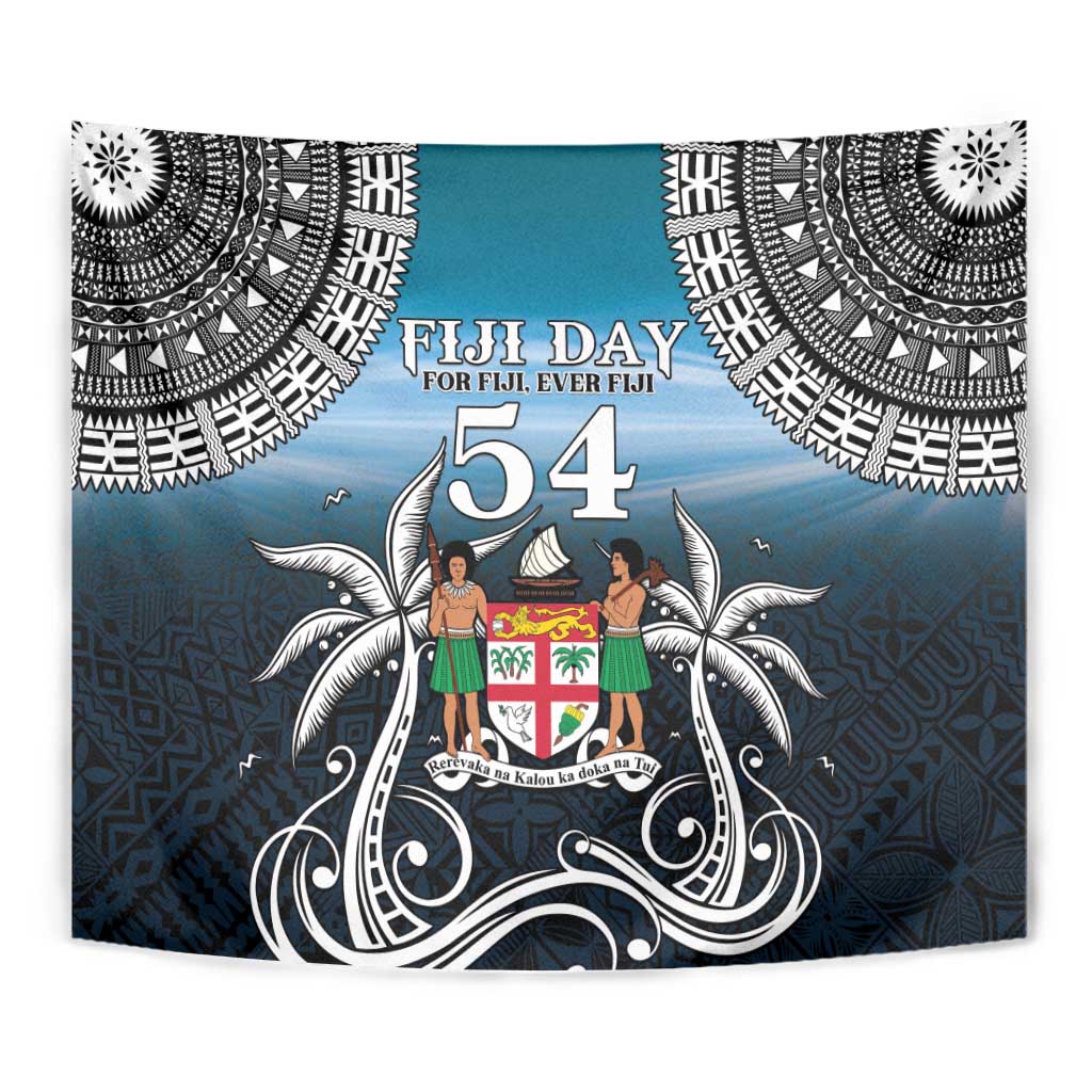 Happy 54th Fiji Day Tapestry Forever Fiji With Tapa Tribal Pattern LT05 - Polynesian Pride