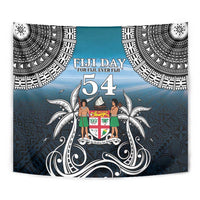 Happy 54th Fiji Day Tapestry Forever Fiji With Tapa Tribal Pattern LT05 - Polynesian Pride