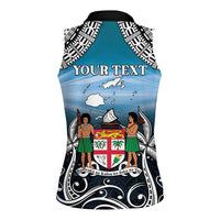 Personalised Happy 54th Fiji Day Women Sleeveless Polo Shirt Forever Fiji With Tapa Tribal Pattern LT05 - Polynesian Pride