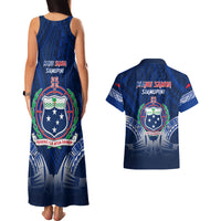 Samoa Rugby Couples Matching Tank Maxi Dress and Hawaiian Shirt World Cup 2023 Coat Of Arms With Polynesian Pattern LT05 - Polynesian Pride