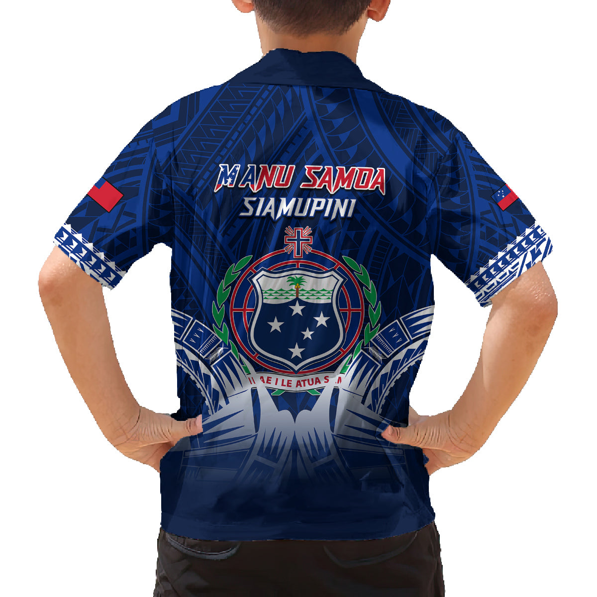 Samoa Rugby Family Matching Tank Maxi Dress and Hawaiian Shirt World Cup 2023 Coat Of Arms With Polynesian Pattern LT05 - Polynesian Pride