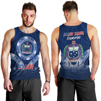 Samoa Rugby Men Tank Top World Cup 2023 Coat Of Arms With Polynesian Pattern LT05 - Polynesian Pride