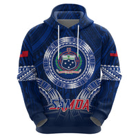 Custom Samoa Rugby Hoodie World Cup 2023 Coat Of Arms With Polynesian Pattern LT05 - Polynesian Pride