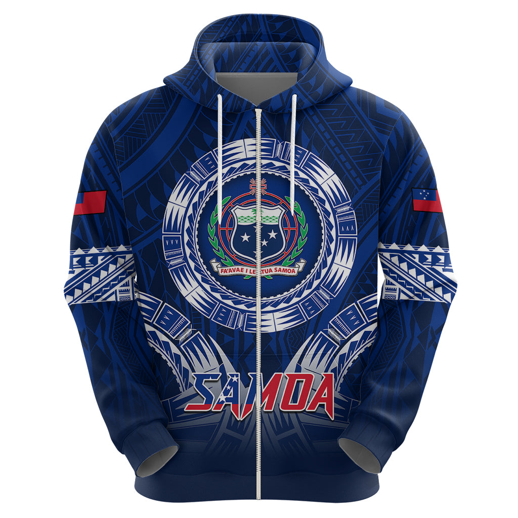 Custom Samoa Rugby Hoodie World Cup 2023 Coat Of Arms With Polynesian Pattern LT05 - Polynesian Pride